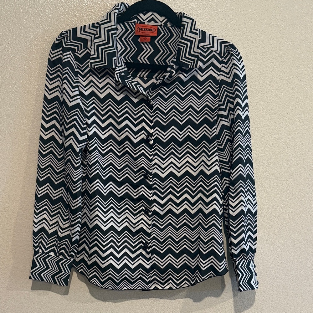 Missoni For Target Black and White Chevron Button-Front Blouse